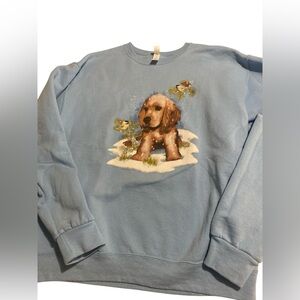 Vintage 90s Cocker Spaniel W Birds Crewneck Sweatshirt By Jerzees Size Medium